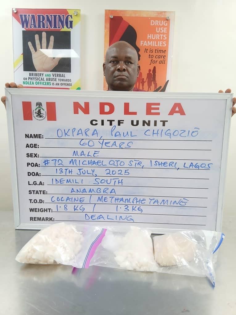 After 7 years, NDLEA arrests wanted drug kingpin with 11.6kg cocaine, meth