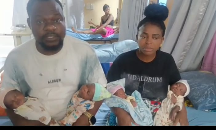 Benin based auto mechanic calls for help after wife delivers quadruplet