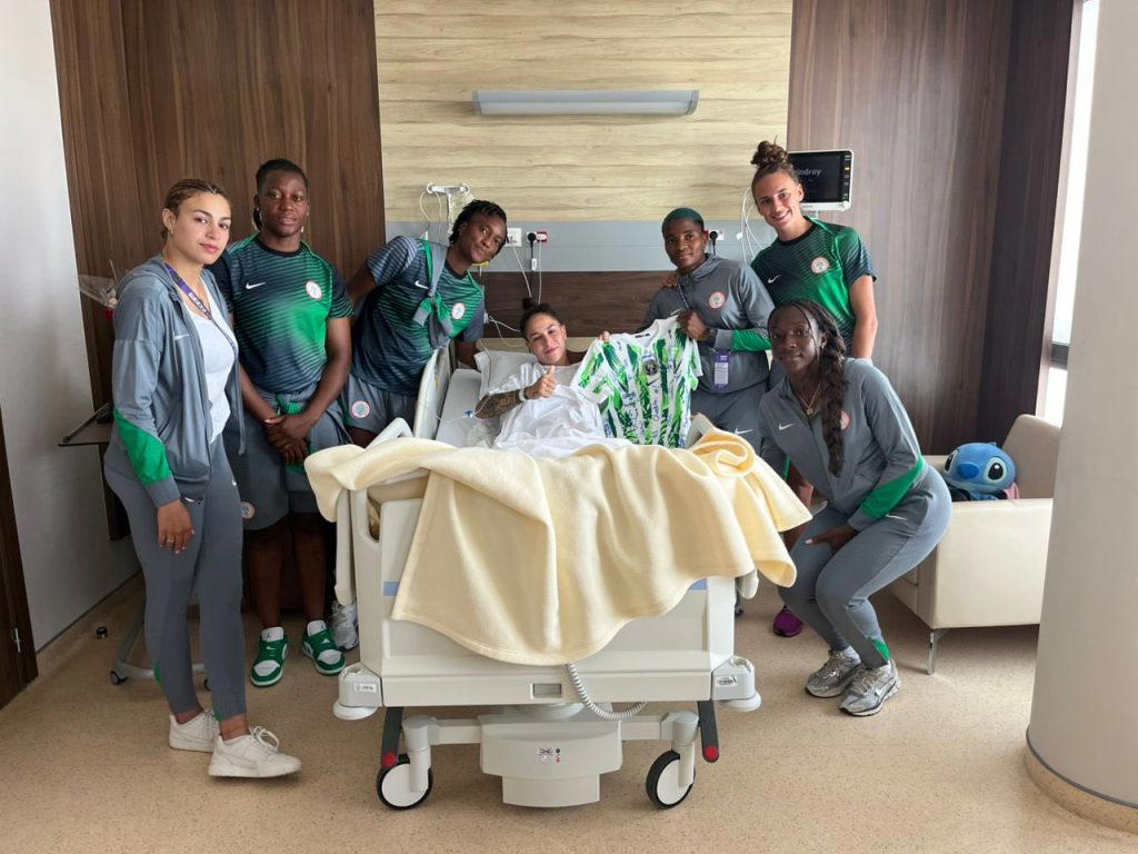 Super Falcons visit injured South African forward Gabriela Salgado in hospital