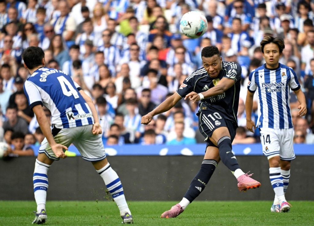 Mbappe shines as 10-man Real Madrid defeat Real Sociedad