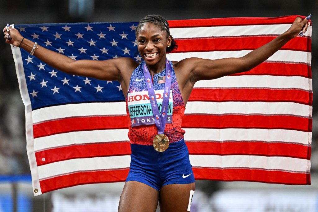 Melissa Jefferson-Wooden wins women’s 100 metres world title