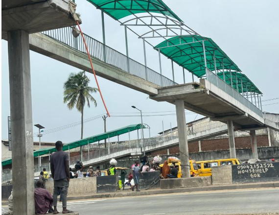 Pedestrian-bridge-Lagos.jpg pedestrian bridge built across the major road along Oshodi/Apapa eExpressway at Aswani has continued to pose great danger to pedestrians