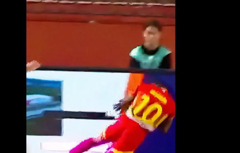 Video: Togolese footballer breaks neck in China after colliding with LED board
