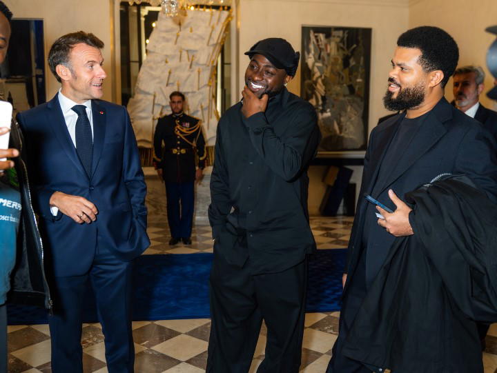 Photos: Davido meets French President Emmanuel Macron