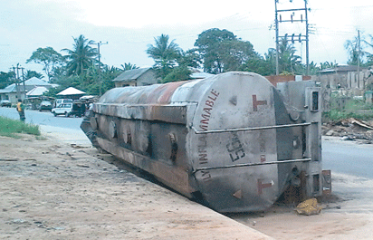 Fuel tanker falls near NIMASA office in Kirikiri