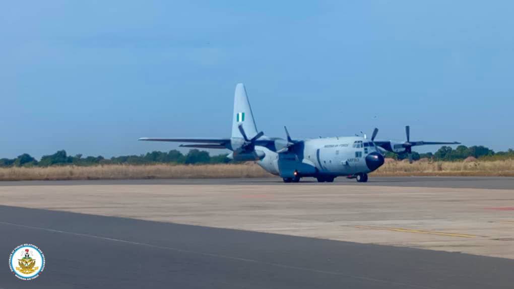 Released NAF C-130 Ferry Flight lands safely in Banjul en route to Portugal for maintenance